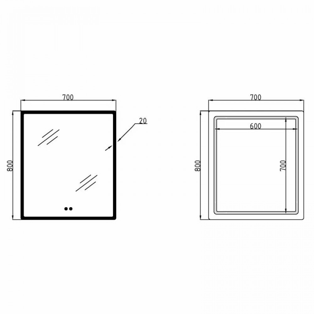 Зеркало Lidz Orion (OR2) 700х800 с LED-подсветкой Touch, с антизапотеванием, с диммером, рег. яркости LDOR70080049293 SD00055417