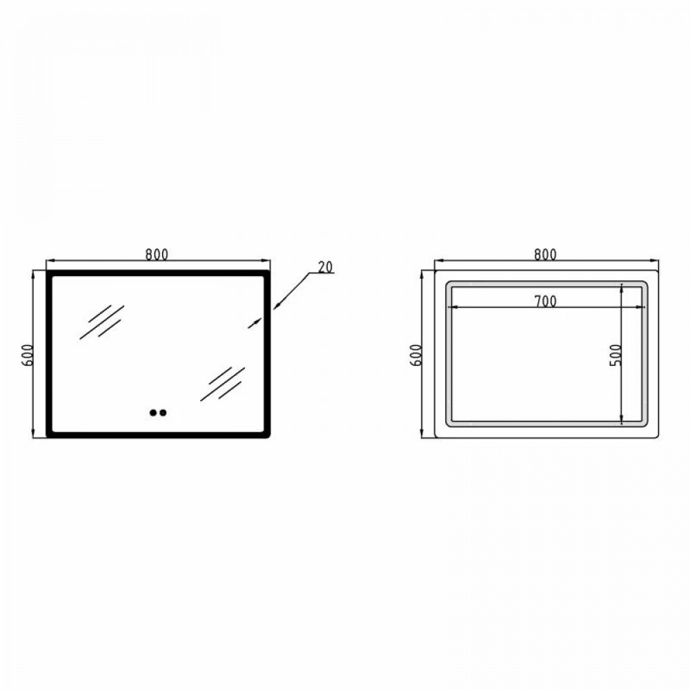 Зеркало Lidz Orion (OR2) 800х600 с LED-подсветкой Touch, с антизапотеванием, с диммером, рег. яркости LDOR80060049294 SD00055418