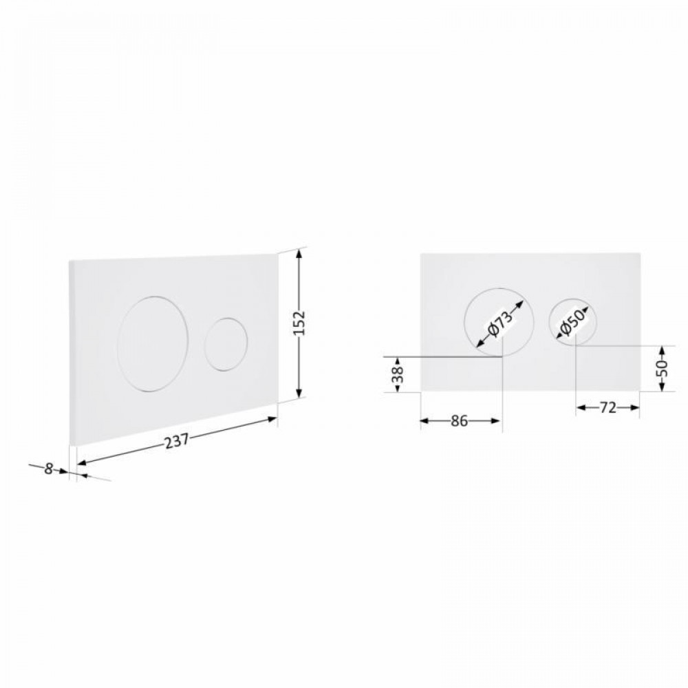 Клавіша змиву Qtap Standard 152x236x28 мм, White, кругла QTSTD164W49468 SD00055592