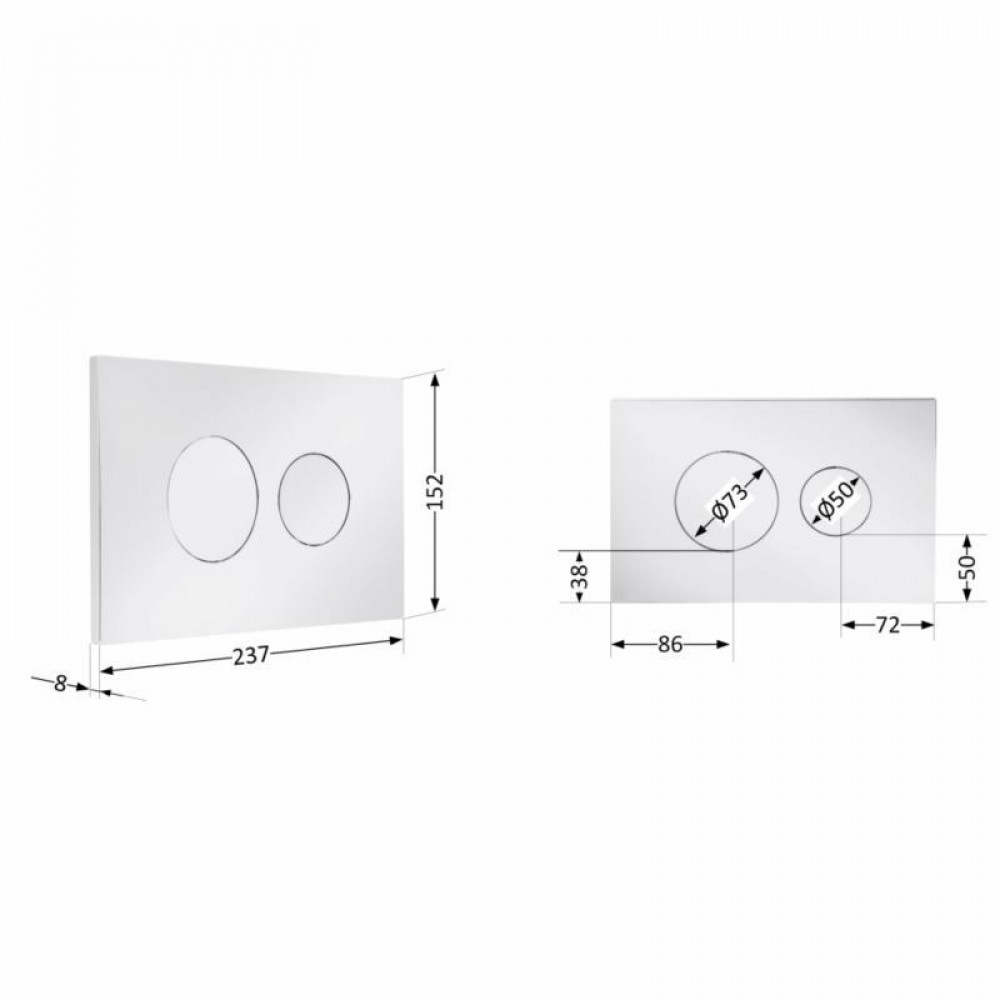 Клавіша змиву Qtap Standard 152x236x28 мм, Chrome, кругла QTSTD164CRM49469 SD00055593