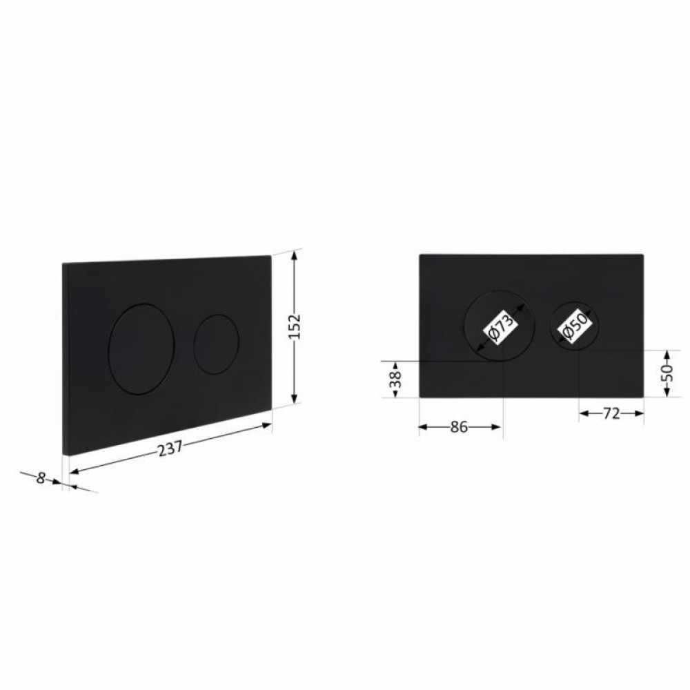 Клавіша змиву Qtap Standard 152x236x28 мм, Matt Black, кругла QTSTD164BLM49470 SD00055594