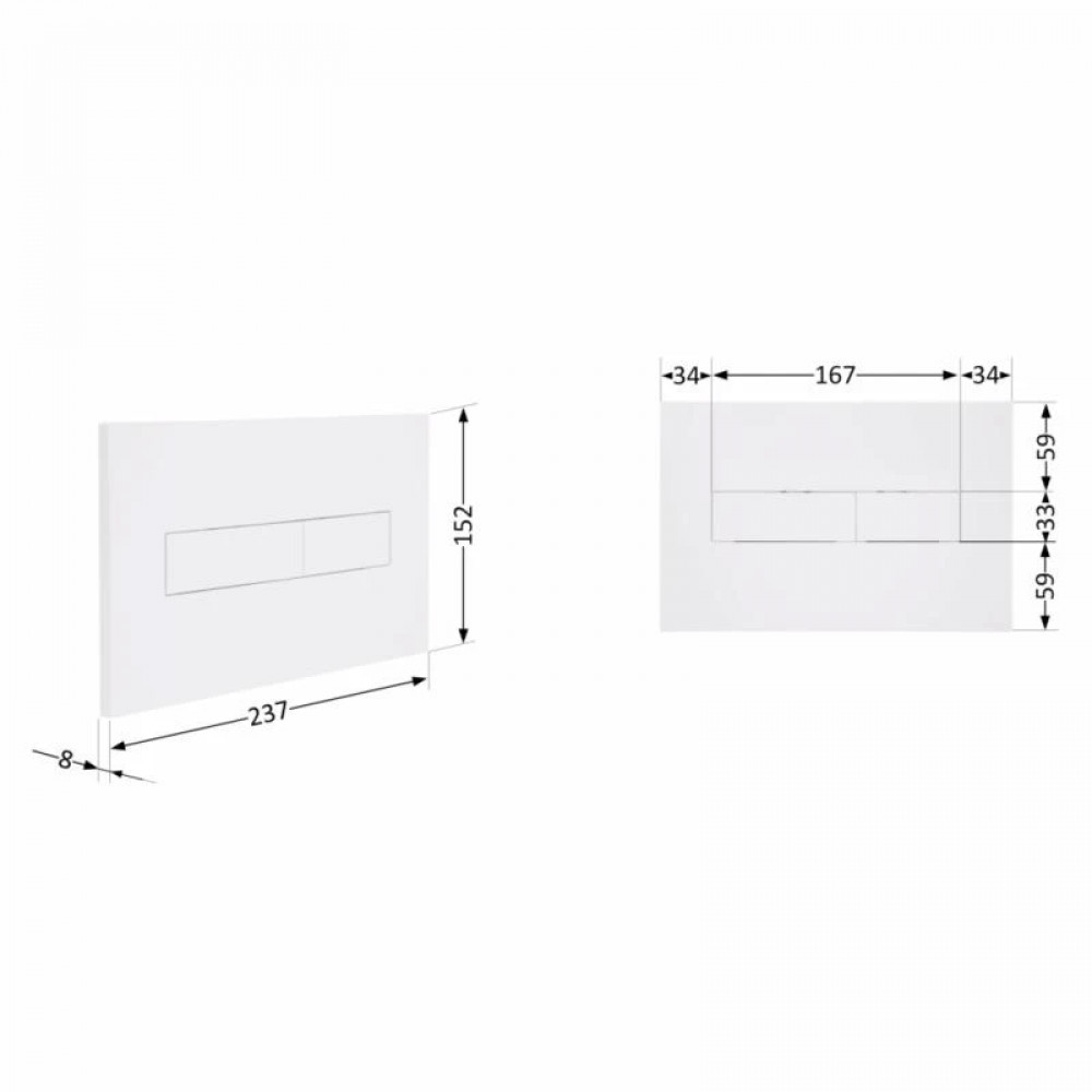 Клавіша змиву Qtap Standard 152x236x28 мм, White, лінійна QTSTD164W49471 SD00055595