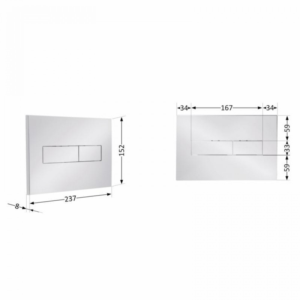 Клавіша змиву Qtap Standard 152x236x28 мм, Chrome, лінійна QTSTD164CRM49472 SD00055596