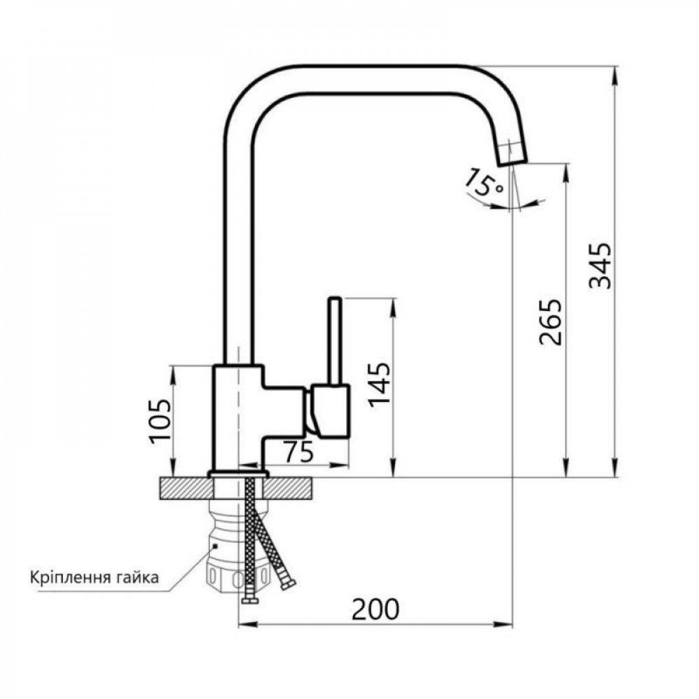 Змішувач для кухні Lidz Aria 015F1 (k35) LDARI015F1GRP49558 Graphite SD00055682