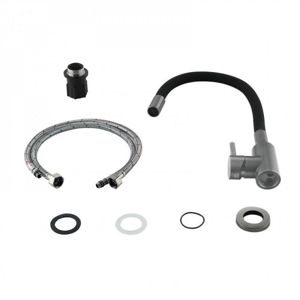 Змішувач для кухні Lidz Aria 015F3 (k35) з гнучким виливом LDARI015F3BGRP49564 Graphite/Black SD00055688