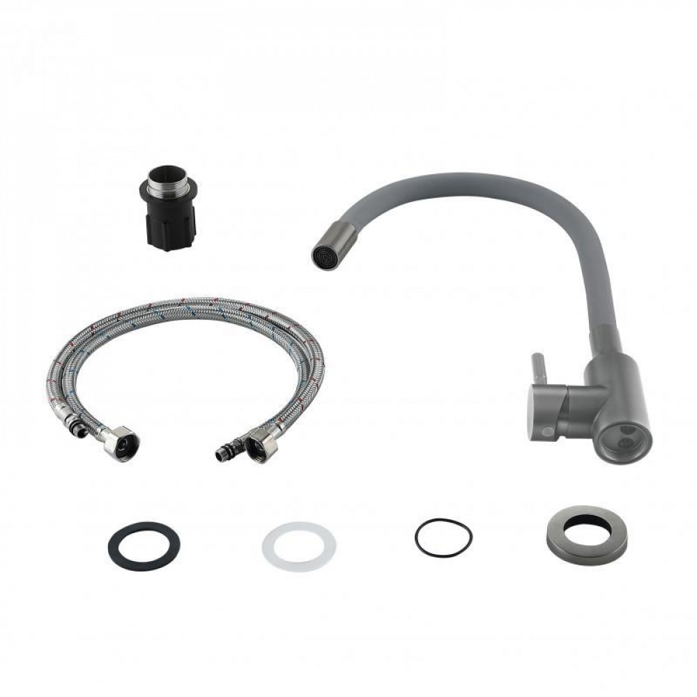 Змішувач для кухні Lidz Aria 015F3 (k35) з гнучким виливом LDARI015F3GGRP49565 Graphite/Grey SD00055689