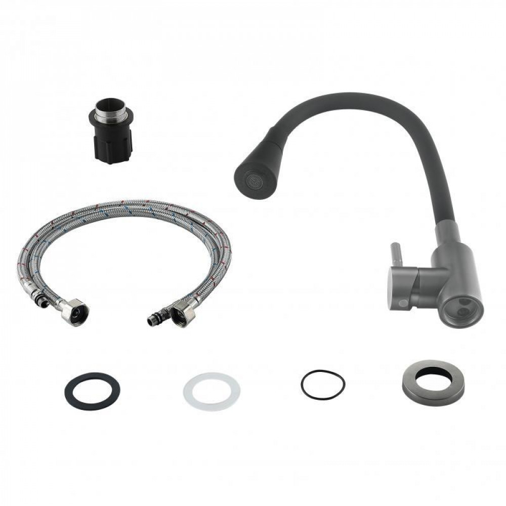 Змішувач для кухні Lidz Aria 015F31 (k35) з гнучким виливом LDARI015F31BGRP49566 Graphite/Black SD00055690