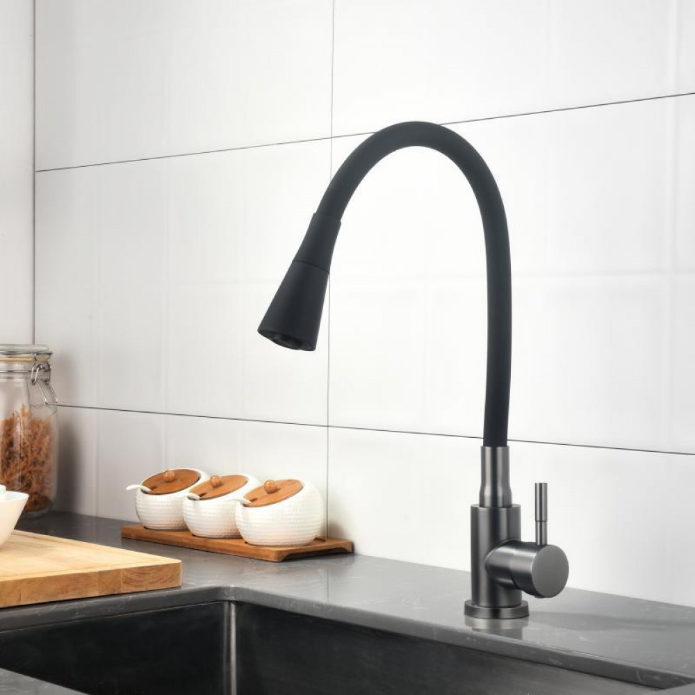Змішувач для кухні Lidz Aria 015F31 (k35) з гнучким виливом LDARI015F31BGRP49566 Graphite/Black SD00055690