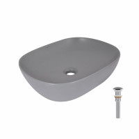 Раковина накладная Qtap Aquarius 470x380x120 мм, Stone grey, прямоугольная, с донным клапаном QTAQA188SG49780