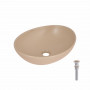 Раковина накладна Qtap Dove 415x340x140 мм, Beige, овальна, з донним клапаном QTDOV188SB49784 SD00055908
