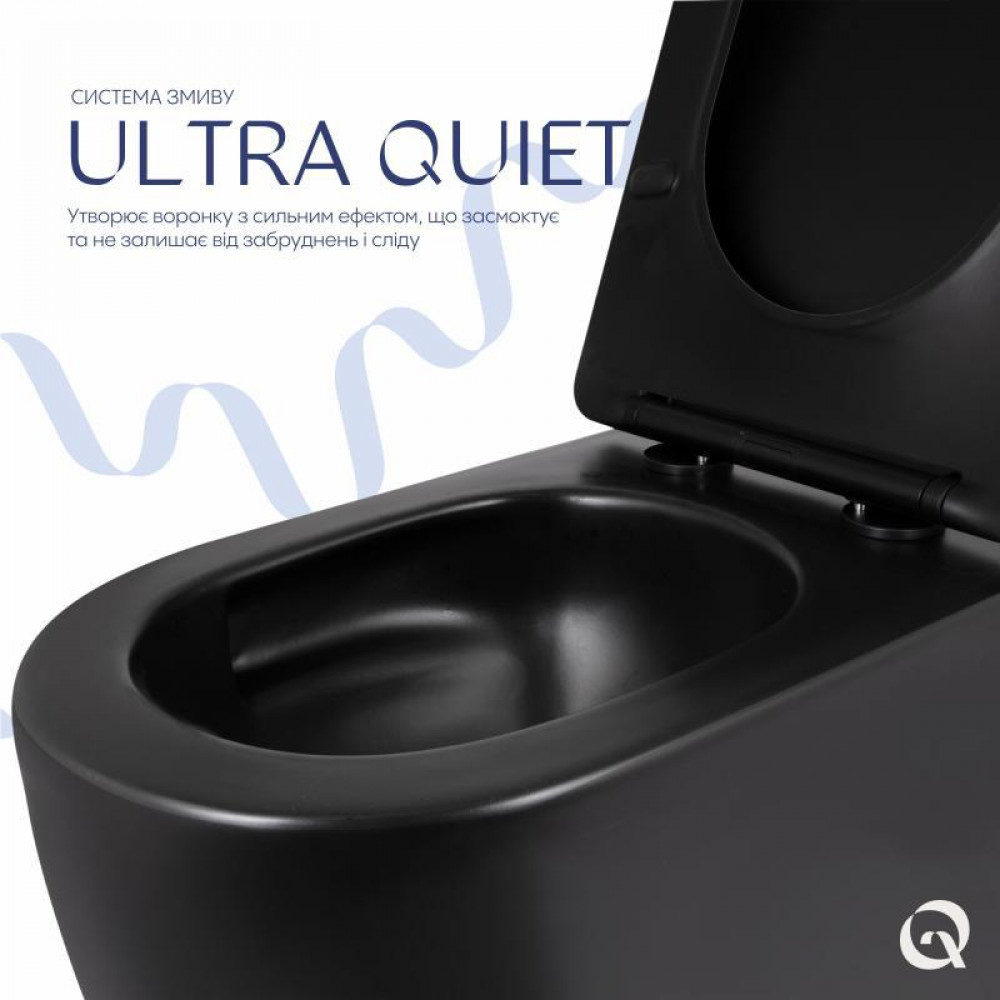 Унітаз підвісний Qtap Taurus Ultra Quiet 515×360×350 мм, Matt Black, з сидінням Slim Duroplast / Soft-close / Quick Release SD00056628