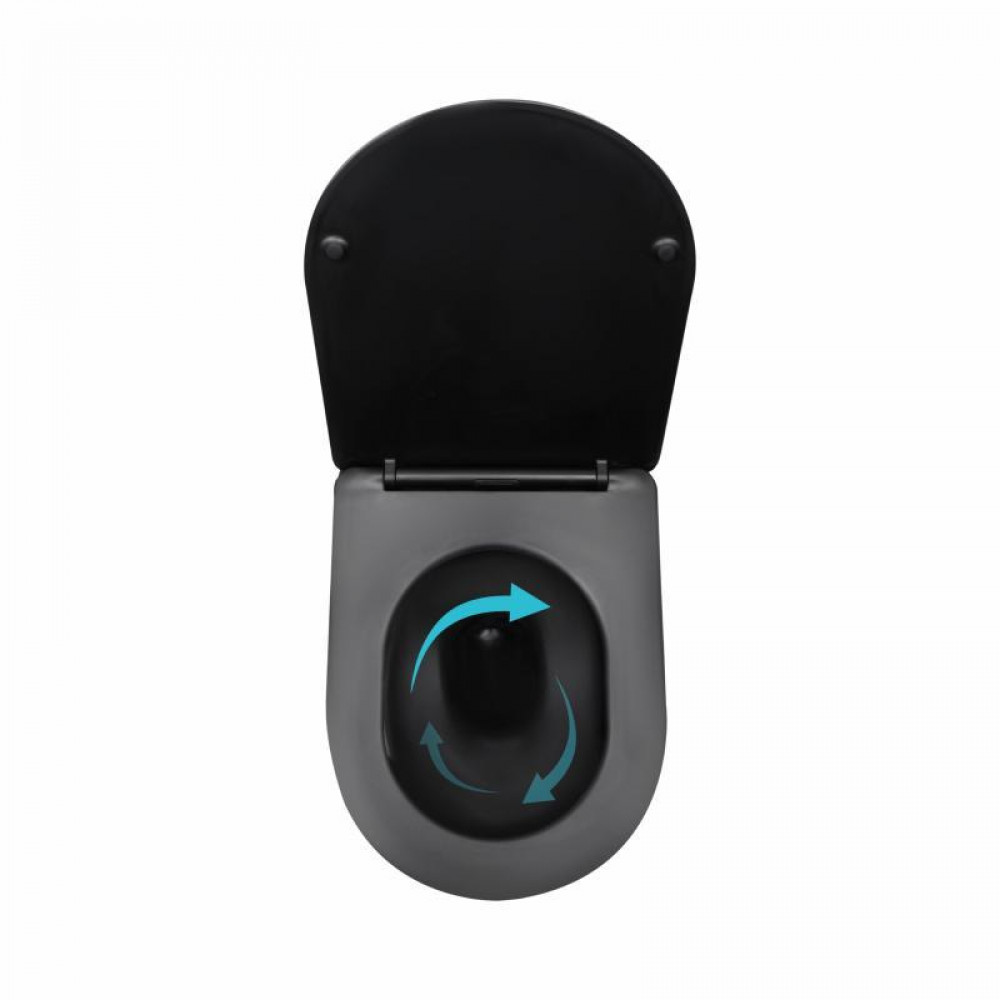 Унітаз підвісний Qtap Taurus Ultra Quiet 515×360×350 мм, Matt Black, з сидінням Slim Duroplast / Soft-close / Quick Release SD00056628
