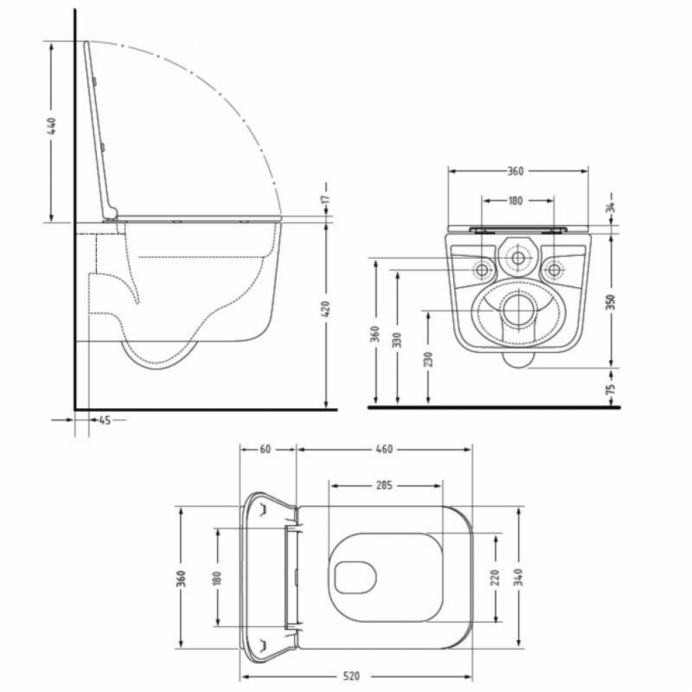 Унітаз підвісний Qtap Gemini Ultra Quiet 485×340×350 мм, Matt Black, з сидінням Slim Duroplast / Soft-close / Quick Release SD00056629
