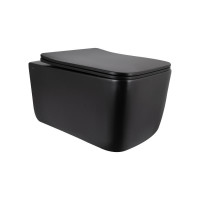 Унітаз підвісний Qtap Gemini Ultra Quiet 485×340×350 мм, Matt Black, з сидінням Slim Duroplast / Soft-close / Quick Release