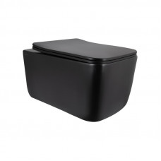 Унітаз підвісний Qtap Gemini Ultra Quiet 485×340×350 мм, Matt Black, з сидінням Slim Duroplast / Soft-close / Quick Release
