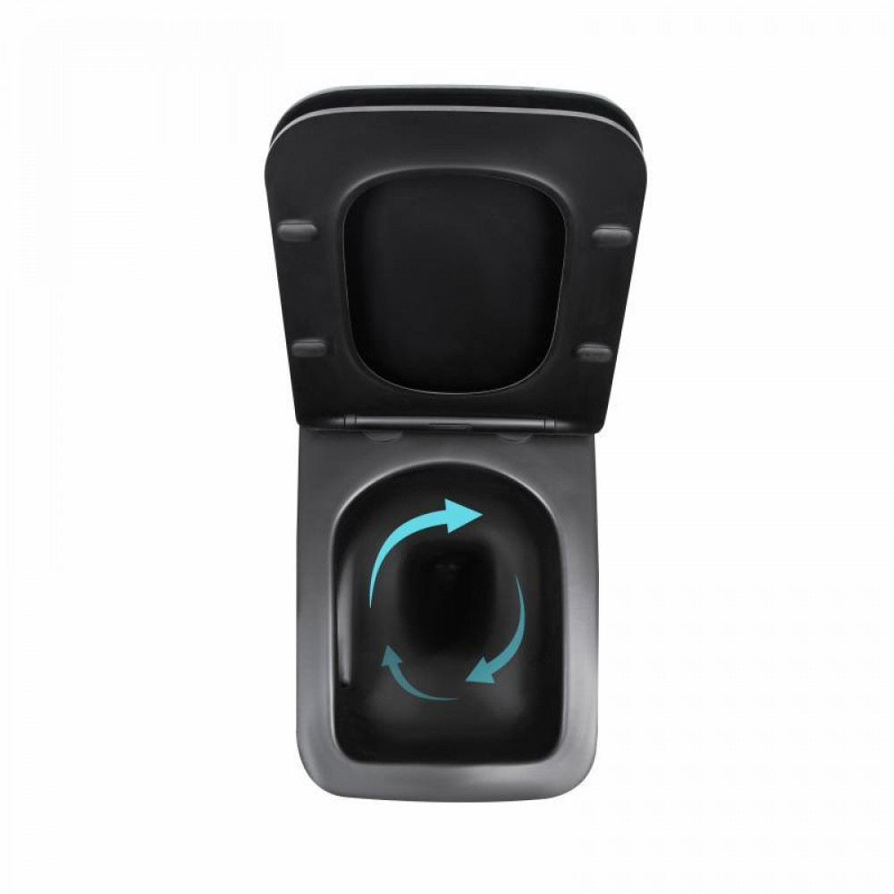 Унітаз підвісний Qtap Gemini Ultra Quiet 485×340×350 мм, Matt Black, з сидінням Slim Duroplast / Soft-close / Quick Release SD00056629