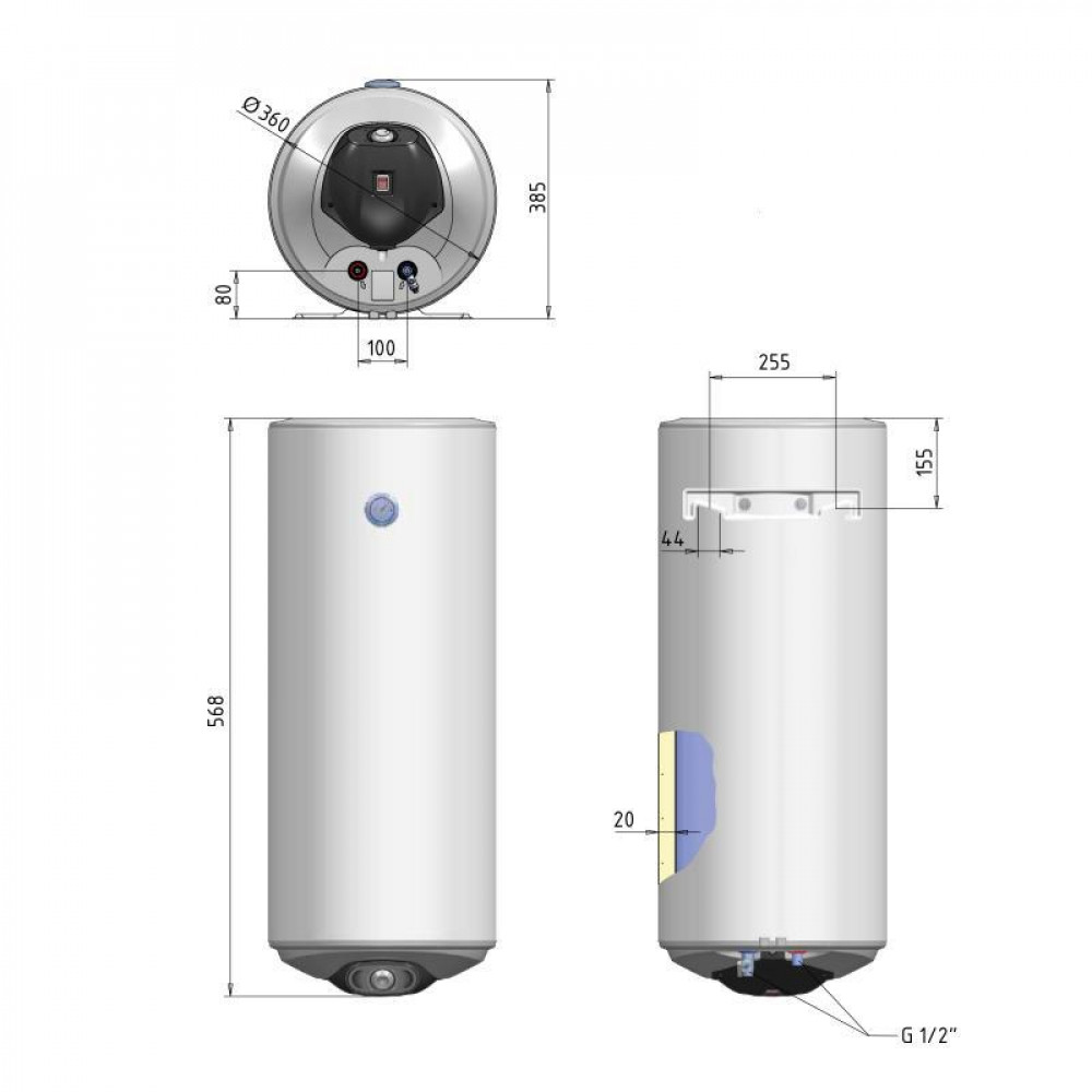 Водонагрівач електричний Thermo Alliance Spectra slim 30 л вертикальний, сухі ТЕНи 1,6 кВт, d 360 мм SD00056733