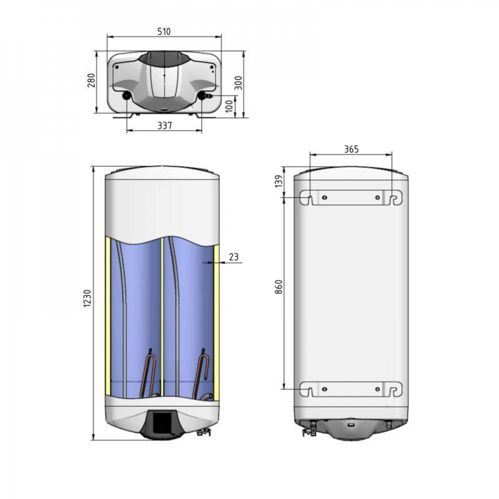 Водонагрівач електричний Thermo Alliance Spectra Flat 80 л універсальний, мокрий ТЕН 3,3 кВт, h 279 мм SD00056744