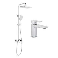 Акційний набір Lidz: Orion 001F Змішувач латунний для раковини низький + Orion 1030 Душова система універсальна на три споживачі
