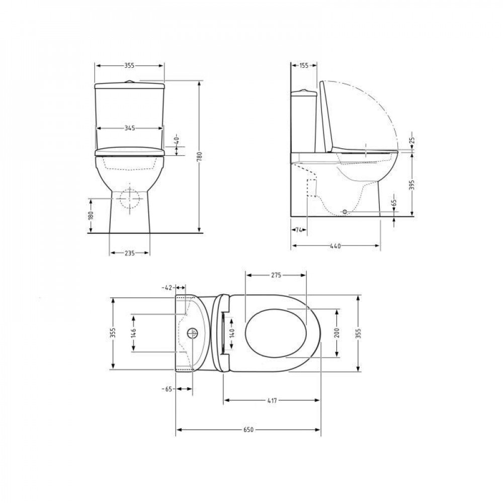 Унитаз напольный Qtap Presto безобідковий з сідінням Soft-close QTPRE27W51022 SD00057146
