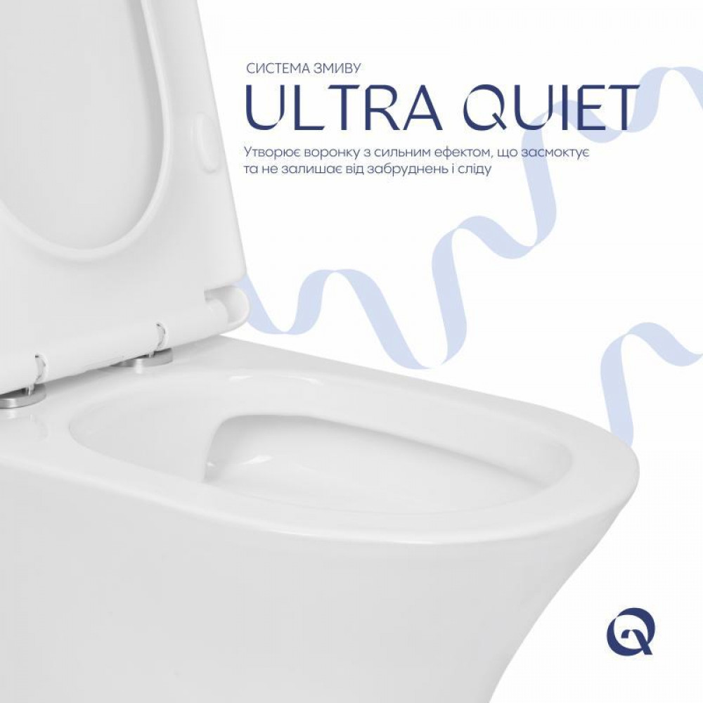 Унитаз напольный Qtap Presto безобідковий з сідінням Soft-close QTPRE27W51022 SD00057146