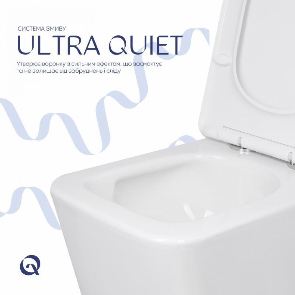 Унітаз підлоговий Qtap Crow Ultra Quiet безобідковий з сідінням Soft-close QTCRO27W51028 SD00057152