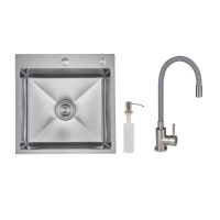 Акційний набір Lidz: мийка H5050H інтегрована Decor Honeycomb 2,5/0,5 мм LDH5050DEC48365 + Змішувач Aria для кухні з гнучким