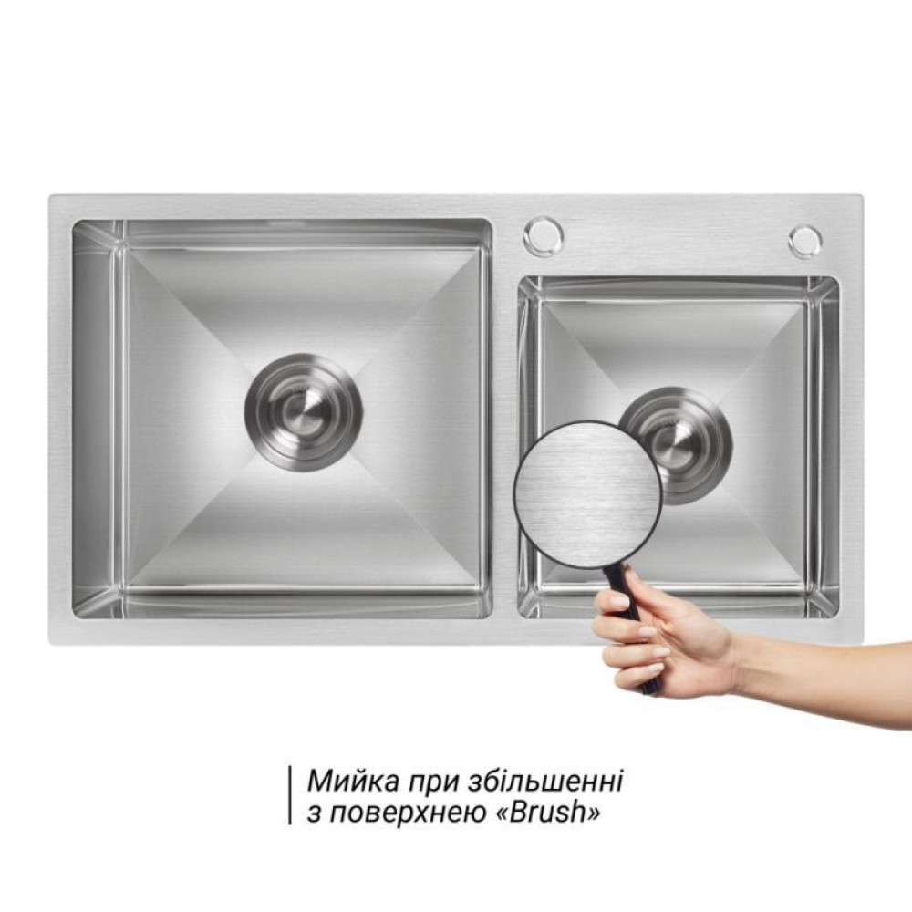 Акційний набір Lidz: мийка з двома чашами інтегрована Brushed Steel 3,0/1,0 мм + Змішувач Aria для кухні з гнучким виливом (k35) SD00057377