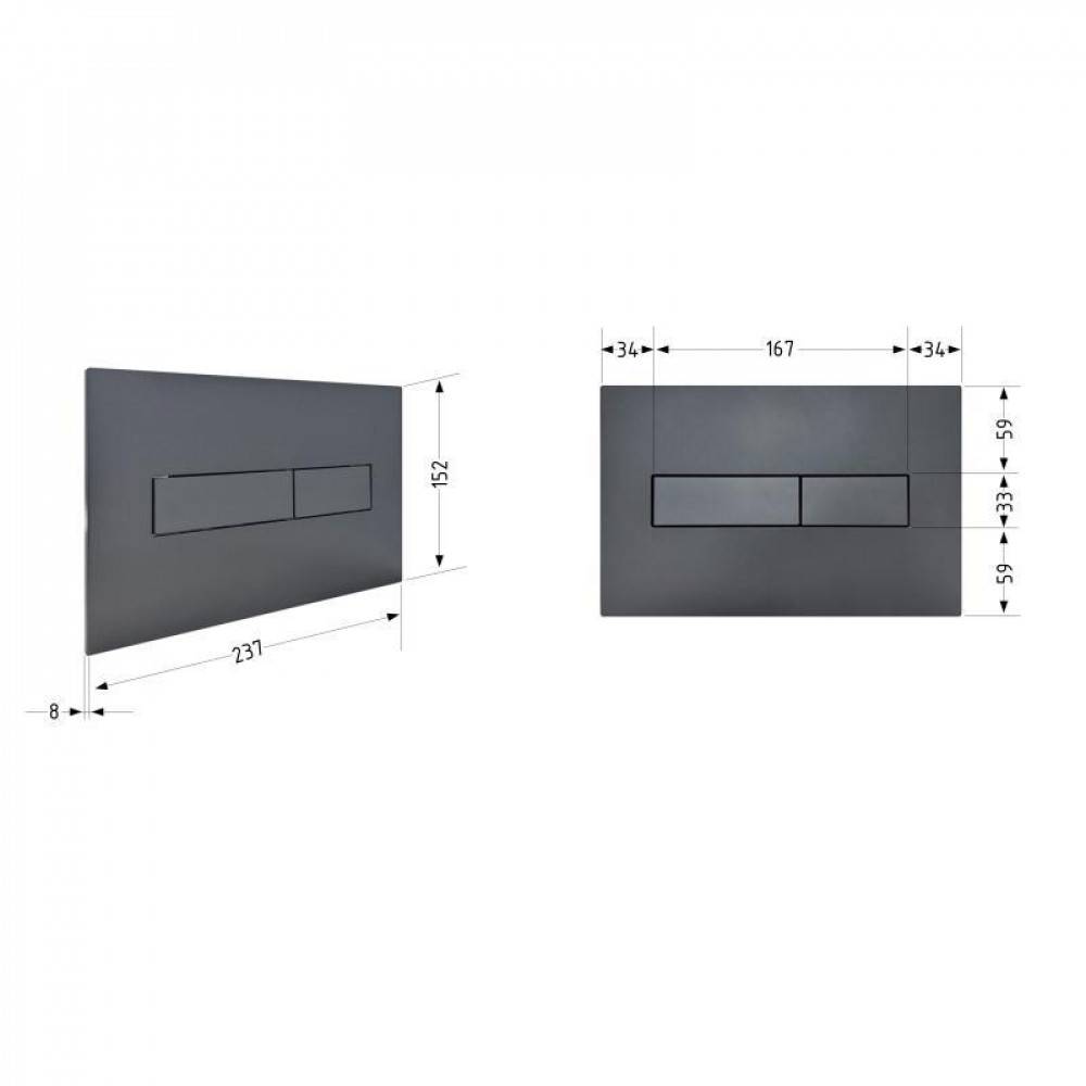 Клавіша змиву Qtap Standard 152x236x28 мм, Gunmetal Black, лінійна QTSTD164GMB51272 SD00057396