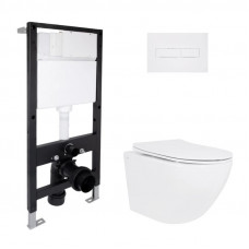 Готове рішення Qtap для ванної кімнати: підвісний унітаз Jay Rimless 485x360x320 + комплект інсталяції Standard (лінійна клавіша