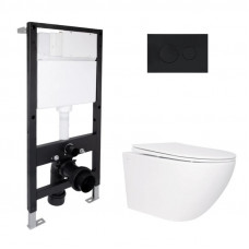 Готове рішення Qtap для ванної кімнати: підвісний унітаз Jay Rimless 520x360x320 + комплект інсталяції Standard (кругла клавіша