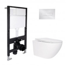 Готове рішення Qtap для ванної кімнати: підвісний унітаз Jay Rimless 520x360x320 + комплект інсталяції Standard (лінійна клавіша
