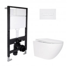 Готове рішення Qtap для ванної кімнати: підвісний унітаз Jay Rimless 520x360x320 + комплект інсталяції Standard (лінійна клавіша