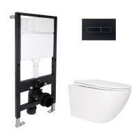 Готове рішення Qtap для ванної кімнати: підвісний унітаз Jay Rimless 520x360x320 + комплект інсталяції Standard (лінійна клавіша