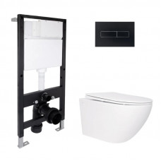 Готове рішення Qtap для ванної кімнати: підвісний унітаз Jay Rimless 520x360x320 + комплект інсталяції Standard (лінійна клавіша