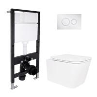 Готове рішення Qtap для ванної кімнати: підвісний унітаз Crow Rimless 485x340x330 + комплект інсталяції Standard (кругла клавіша