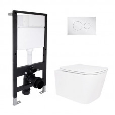 Готове рішення Qtap для ванної кімнати: підвісний унітаз Crow Rimless 485x340x330 + комплект інсталяції Standard (кругла клавіша