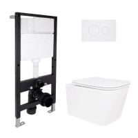Готове рішення Qtap для ванної кімнати: підвісний унітаз Crow Rimless 485x340x330 + комплект інсталяції Standard (кругла клавіша