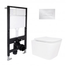 Готове рішення Qtap для ванної кімнати: підвісний унітаз Crow Rimless 485x340x330 + комплект інсталяції Standard (лінійна клавіша