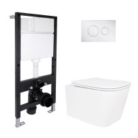 Готове рішення Qtap для ванної кімнати: підвісний унітаз Crow Ultra Quiet 485x340x290 + комплект інсталяції Standard (кругла