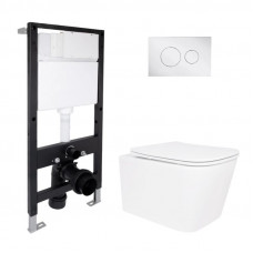 Готове рішення Qtap для ванної кімнати: підвісний унітаз Crow Ultra Quiet 485x340x290 + комплект інсталяції Standard (кругла