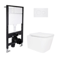 Готовое решение Qtap для ванной комнаты: подвесной унитаз Crow Ultra Quiet 520x360x290 + комплект установки Standard (круглая