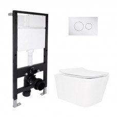 Готове рішення Qtap для ванної кімнати: підвісний унітаз Crow Rimless 520x360x290 + комплект інсталяції Standard (кругла клавіша