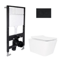 Готове рішення Qtap для ванної кімнати: підвісний унітаз Crow Rimless 520x360x290 + комплект інсталяції Standard (кругла клавіша