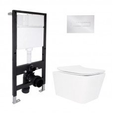 Готове рішення Qtap для ванної кімнати: підвісний унітаз Crow Rimless 520x360x290 + комплект інсталяції Standard (лінійна клавіша