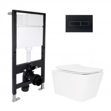 Готове рішення Qtap для ванної кімнати: підвісний унітаз Crow Rimless 520x360x290 + комплект інсталяції Standard (лінійна клавіша