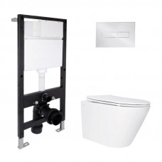 Готовое решение Qtap для ванной комнаты: подвесной унитаз Swan Ultra Quiet 485x360x320 + комплект инсталляции Standard (линейная
