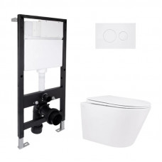 Готове рішення Qtap для ванної кімнати: підвісний унітаз Swan Rimless 520x360x320 + комплект інсталяції Standard (кругла клавіша