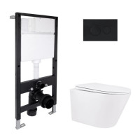 Готове рішення Qtap для ванної кімнати: підвісний унітаз Swan Rimless 520x360x320 + комплект інсталяції Standard (кругла клавіша