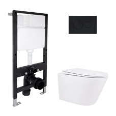 Готове рішення Qtap для ванної кімнати: підвісний унітаз Swan Rimless 520x360x320 + комплект інсталяції Standard (кругла клавіша